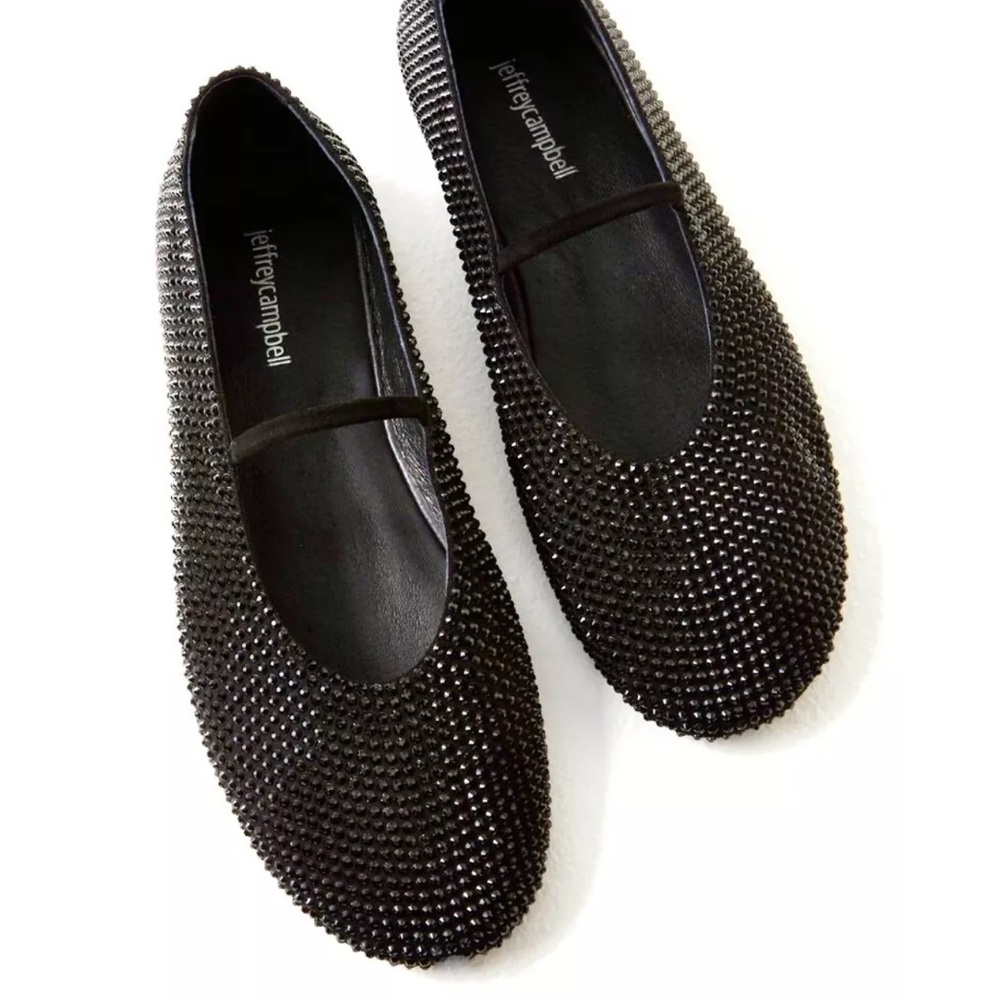 Free People Jeffrey Campbell Moira Ballet Embellished Flat Black Jeweled 6 NEW